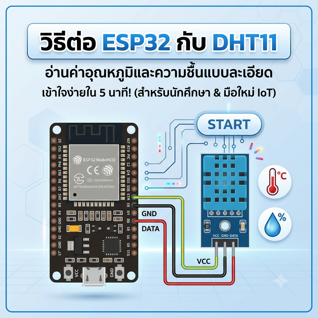 สอนต่อ ESP32 อ่านค่าอุณหภูมิและความชื้นด้วย DHT11 สำหรับมือใหม่
