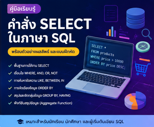 เรียนรู้คำสั่ง SELECT ในภาษา SQL พร้อมตัวอย่างใช้งานจริง (MySQL)